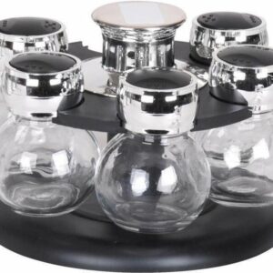 Σετ Δοχεία Μπαχαρικών με Περιστρεφόμενη Βάση 6τμχ 18x18x12