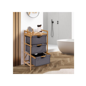 Ξύλινη Ραφιέρα Μπάνιου από Μπαμπού με 3 Υφασμάτινα Συρτάρια 44 x 34 x 80 cm Idomya Maya 30012286 - Image 3