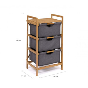 Ξύλινη Ραφιέρα Μπάνιου από Μπαμπού με 3 Υφασμάτινα Συρτάρια 44 x 34 x 80 cm Idomya Maya 30012286 - Image 4