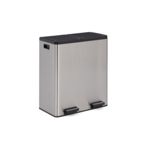 Μεταλλικός Διπλός Κάδος Απορριμμάτων με 2 Πεντάλ και Σύστημα Soft-Close 60 Lt Χρώματος Γκρι Idomya 30020289 - Image 2