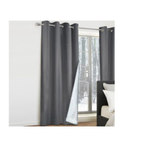 Σετ Κουρτίνες με Τρουκς και Θερμική Επένδυση 135 x 240 cm 2 τμχ Χρώματος Ανθρακί Idomya 30040361 - Image 3
