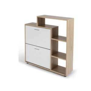 Ξύλινη Παπουτσοθήκη με Ράφια 90.5 x 24 x 100.5 cm Χρώματος Καφέ Ανοιχτό - Λευκό Idomya 30080042 - Image 5