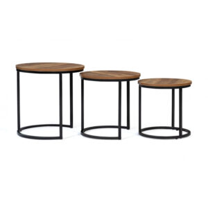 Σετ Μεταλλικά Στρογγυλά Βοηθητικά Τραπέζια Nesting 45 x 45 cm 3 τμχ Elize Idomya 30088520 - Image 2