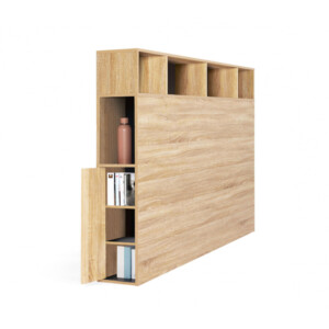 Ξύλινο Κεφαλάρι Κρεβατιού με 5 Ράφια και 1 Ντουλάπι 165 x 20 x 120 cm Idomya 30130306+30130307 - Image 5