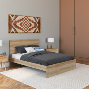 Διπλό Κρεβάτι Oklahoma με Κεφαλάρι & Βάση σε Απόχρωση Οξιάς - 160x200 cm 30130430 Idomya - Image 2