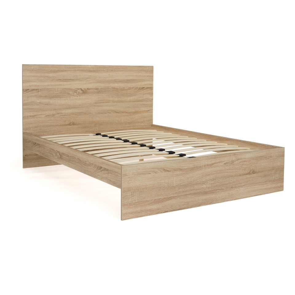 Διπλό Κρεβάτι Oklahoma με Κεφαλάρι & Βάση σε Απόχρωση Οξιάς - 160x200 cm 30130430 Idomya