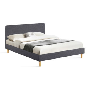 Διπλό Κρεβάτι Evy με Ξύλινα Πόδια - 160x200 cm Γκρι 30130589 Idomya