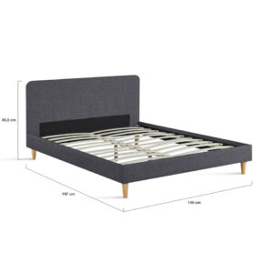 Διπλό Κρεβάτι Evy με Ξύλινα Πόδια - 160x200 cm Γκρι 30130589 Idomya - Image 4