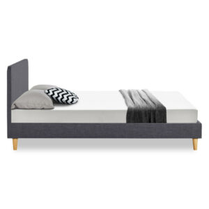 Διπλό Κρεβάτι Evy με Ξύλινα Πόδια - 160x200 cm Γκρι 30130589 Idomya - Image 5