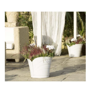 Σετ Πλαστικές Ημικυκλικές Κρεμαστές Γλάστρες 5 Lt 34.5 x 19 x 30 cm 4 τμχ Λευκό Tulipano Bama 30516 - Image 2