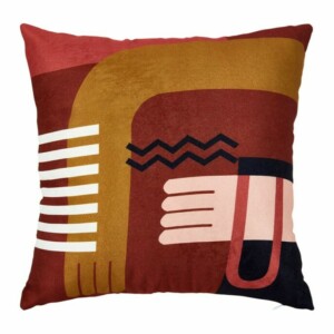 Ostaria Τετράγωνη Μαξιλαροθήκη 'Picasso' Πολύχρωμη Πολυεστέρας Τερακότα -36048