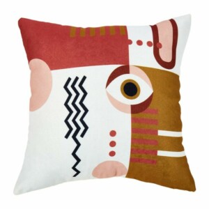 Τετράγωνη Μαξιλαροθήκη 'Μάτι' Πολύχρωμη από Πολυεστέρα σε Λευκό