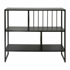 Ostaria Ραφιέρα ξύλινη 'Berlin' μαύρη με μεταλλικά πόδια -36086