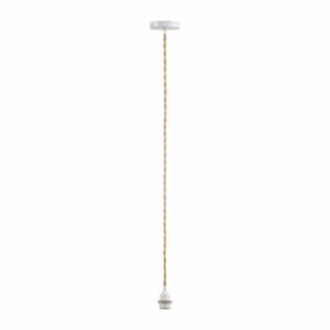 Ostaria Κρεμαστό Φωτιστικό Καλώδιο Φυσικό Σχοινί Μεταλλικό Λευκό E27 60w 220-240v 90cm -36151