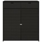 vidaXL Εξωτερική Ντουλάπα Αποθήκευσης Κήπου από Ρατάν Μεγάλης Χωρητικότητας 105x55x113 cm Μαύρη 365563 - Image 3