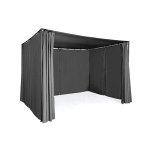 Μεταλλική Πέργκολα Κήπου με Υφασμάτινη Οροφή και Κουρτίνες 3 x 3 x 2.2 m Χρώματος Γκρι Santa Cruz Inkazen 40031293 - Image 3