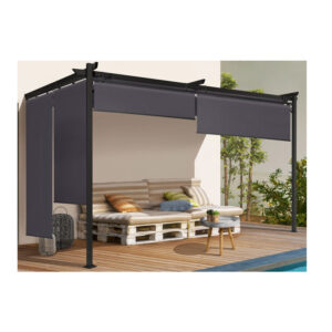 Επιτοίχια Μεταλλική Πέργκολα με Πτυσσόμενη Οροφή και 4 Τέντες 4 x 2.7 m Marina Inkazen 40031437 - Image 5