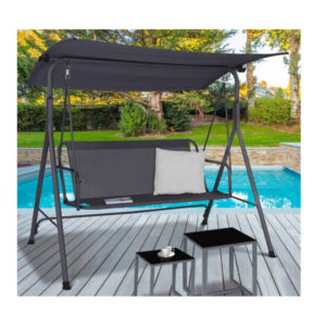 Μεταλλική Διθέσια Κούνια Εξωτερικού Χώρου με Κεκλιμένη Οροφή 170 x 120 x 154 cm Inkazen 40044268 - Image 5