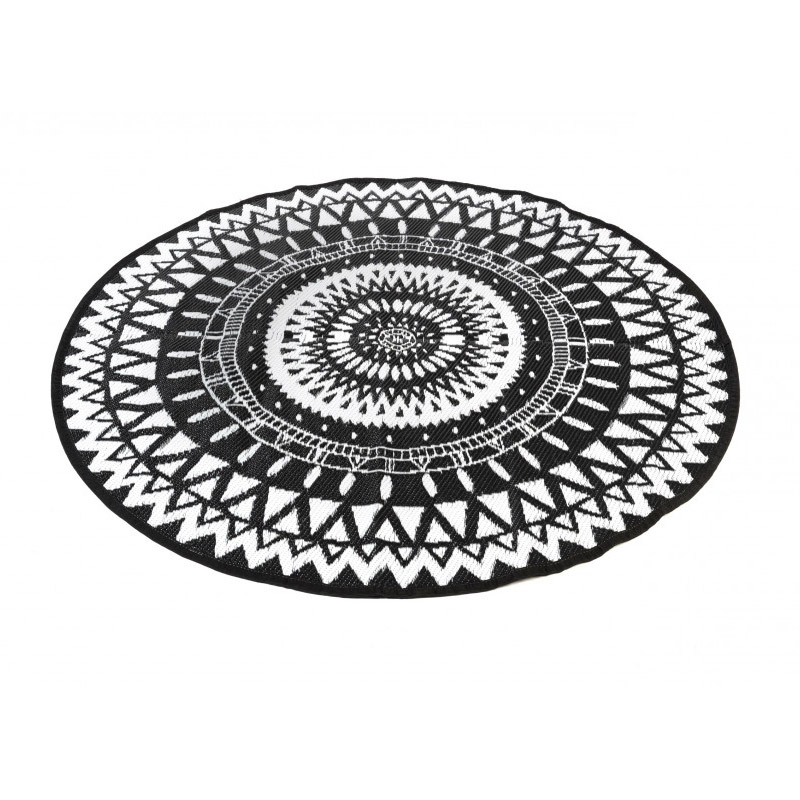 Στρογγυλό Χαλί Εξωτερικού Χώρου Διπλής Όψης 150 cm Χρώματος Μαύρο Maori Inkazen 40050190