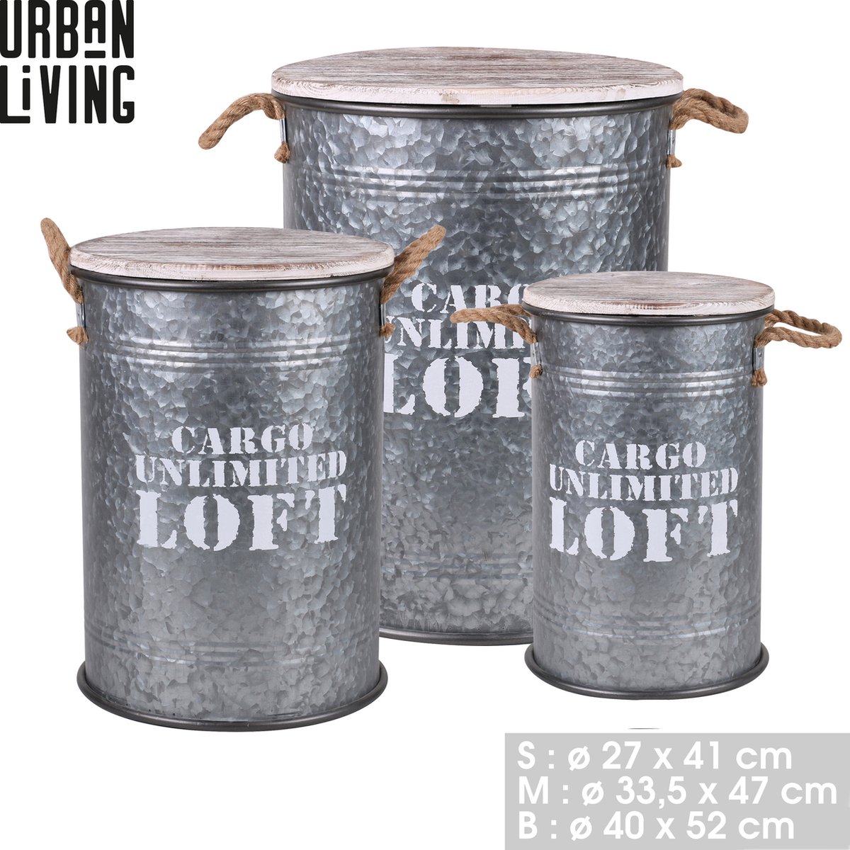 Σετ Μεταλλικά Κουτιά Αποθήκευσης 3 τμχ. 27x41 cm / 33