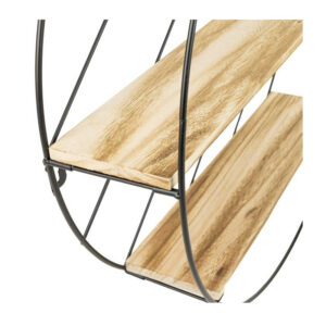 Επιτοίχια Μεταλλική Στρόγγυλη Ραφιέρα με 3 Ξύλινα Ράφια 55 x 55 x 11 cm Bakaji 5404022220876 - Image 2