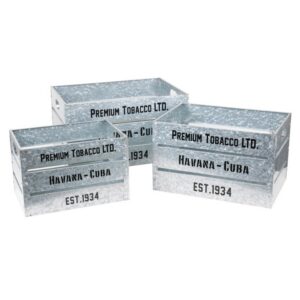 Σετ 3 Μεταλλικά Κουτιά Αποθήκευσης 51x35x28cm / 43x30x26cm / 36x25x23