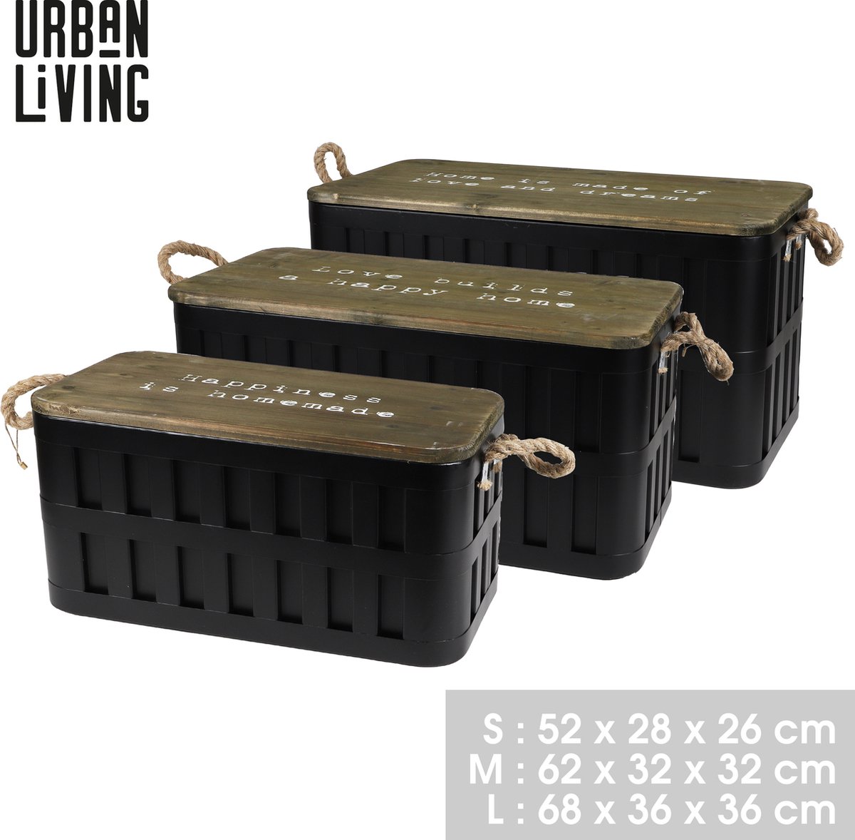 Σετ Μεταλλικά Κουτιά Αποθήκευσης 3 τμχ. 52x28x26cm / 62x32x32cm / 68x36x36cm Urban Living 54124 Σετ Μεταλλικά Κουτιά Αποθήκευσης 3 τμχ. 52x28x26cm / 62x32x32cm / 68x36x36cm Urban Living 54124