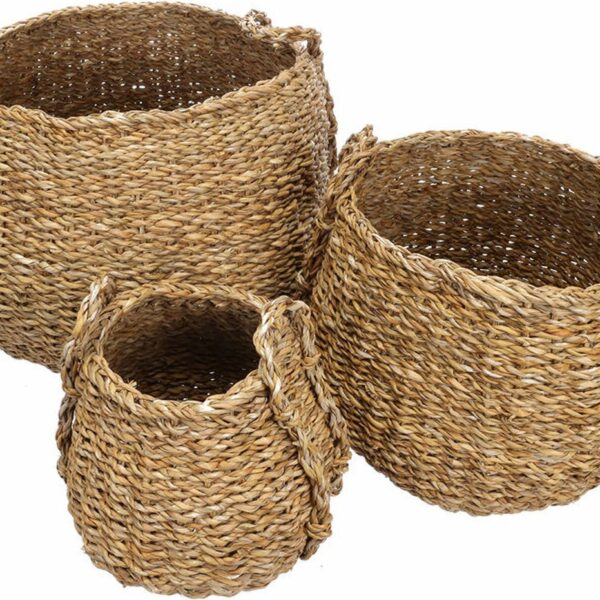 Σετ Ψάθινα Καλάθια 3 τμχ. 43x29cm / 30x23cm / 21x19 cm Natural Living 54625
