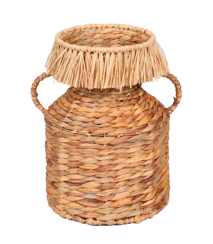 Ψάθινο Διακοσμητικό Καλάθι με Κρόσσια 22x22x30cm Natural Living 55396 Ψάθινο Διακοσμητικό Καλάθι με Κρόσσια 22x22x30cm Natural Living 55396