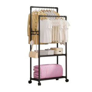 Πλαστική Τροχήλατη Κρεμάστρα Δαπέδου με 2 Ράγες και 2 Ράφια 60 x 33 x 169 cm Verk Group 5907451358924 - Image 2