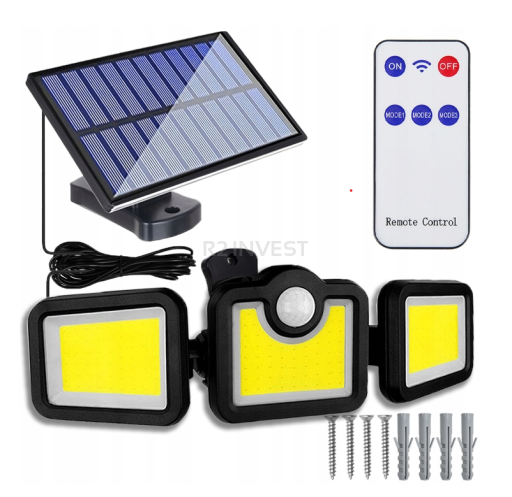 Ηλιακό Φωτιστικό Τοίχου 3 σε 1 με Καλωδιωμένο Ηλιακό Πάνελ και Τηλεχειριστήριο  5908222228279 SPM