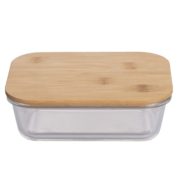 Galileo Ορθογώνιο Δοχείο 20x15 εκ σε Βοριοπυριτικό Γυαλί με Καπάκι Μπαμπού SChef 5916528