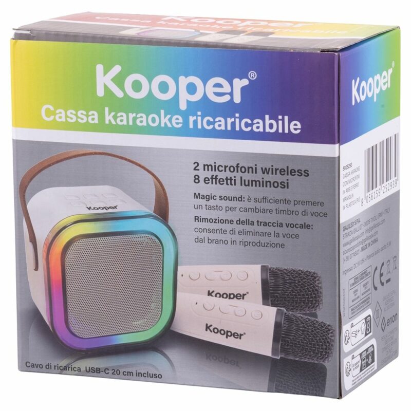 Galileo Φορητό Mini Καραόκε Ηχείο RGB με 2 Ασύρματα Μικρόφωνα Kooper 5925293 - Image 5