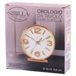Galileo Επιτραπέζιο Στρογγυλό Ρολόι με Ξυπνητήρι 15 εκ. Μοντέρνου Ρετρό Στυλ με Χρυσή Κορνίζα και Λευκό Καντράν, Sibilla 5925997 - Image 4