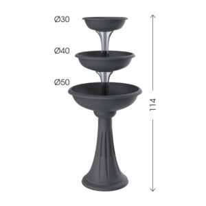 Πλαστική Ανθοστήλη/Γλάστρα Συντριβάνι 3 Ορόφων 50 x 114 cm 29.2 Lt Χρώματος Σκούρο Γκρι Trevy Bama 62011 - Image 2