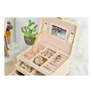 Κοσμηματοθήκη - Μπιζουτιέρα 17.5 x 13.8 x 13.5 cm Χρώματος Μπεζ SPM 6347 - Image 3