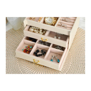 Κοσμηματοθήκη - Μπιζουτιέρα 17.5 x 13.8 x 13.5 cm Χρώματος Μπεζ SPM 6347 - Image 4