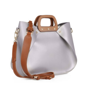 Γυναικεία Τσάντα Ώμου με Ξύλινες Λαβές Χρώματος Ασημί Laura Ashley Melville 651LAS1532 - Image 2