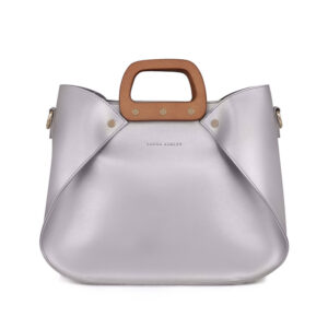 Γυναικεία Τσάντα Ώμου με Ξύλινες Λαβές Χρώματος Ασημί Laura Ashley Melville 651LAS1532 - Image 4