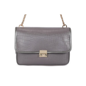 Γυναικεία Τσάντα Ώμου Κροκό με Αλυσίδα Χρώματος Γκρι Laura Ashley Devonia 651LAS1816 - Image 2