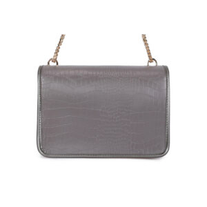 Γυναικεία Τσάντα Ώμου Κροκό με Αλυσίδα Χρώματος Γκρι Laura Ashley Devonia 651LAS1816 - Image 3