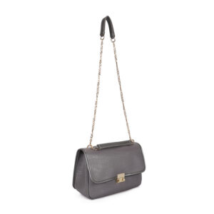 Γυναικεία Τσάντα Ώμου Κροκό με Αλυσίδα Χρώματος Γκρι Laura Ashley Devonia 651LAS1816 - Image 4