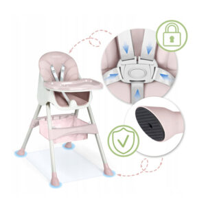 Παιδικό Κάθισμα Φαγητού 3 σε 1 Χρώματος Ροζ Ricokids Milo - Image 2