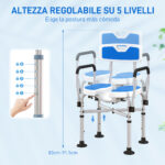 HOMCOM  Καρέκλα Ντους με Αυλακωτό Κάθισμα, Ρυθμιζόμενο Ύψος και Αντιολισθητικά Πόδια, Μπλε  712-064V00DB - Image 5