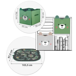 Παιδικό Καλάθι Αποθήκευσης & Χαλάκι Παιχνιδιού Υφασμάτινο 33 × 39 × 32 cm Πράσινο 740800 Nukido - Image 5