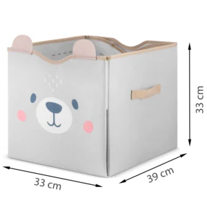 Παιδικό Καλάθι Αποθήκευσης & Χαλάκι Παιχνιδιού Υφασμάτινο 33 × 39 × 32 cm Γκρι 740801 Nukido - Image 4