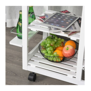 Ξύλινο Τρόλεϊ Κουζίνας με 2 Ράφια και 3 Συρτάρια 92 x 37 x 82 cm HOMCOM 801-158 - Image 3