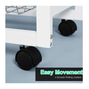 Ξύλινο Τρόλεϊ Κουζίνας με 2 Ράφια και 3 Συρτάρια 92 x 37 x 82 cm HOMCOM 801-158 - Image 5