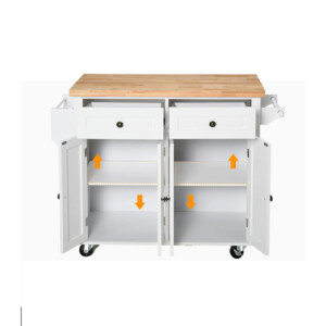 Τροχήλατο Έπιπλο Κουζίνας με 2 Ντουλάπια και 2 Συρτάρια 111 x 44.5 x 82.5 cm HOMCOM 801-161WT - Image 5