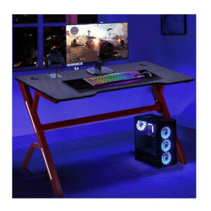 Μεταλλικό Γραφείο Gaming με Ξύλινη Επιφάνεια 120 x 60 x 73 cm Bakaji 8055205795390 - Image 4